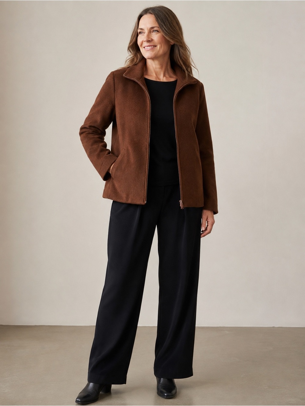 Eileen Fisher Petite Wool Coat – Size Medium Petite – Brown